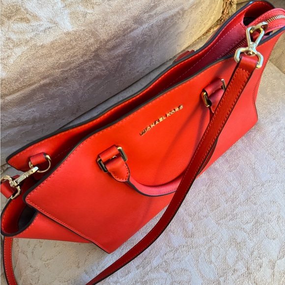 Michael Kors Vibrant Orange Red Satchel - Picture 6 of 9